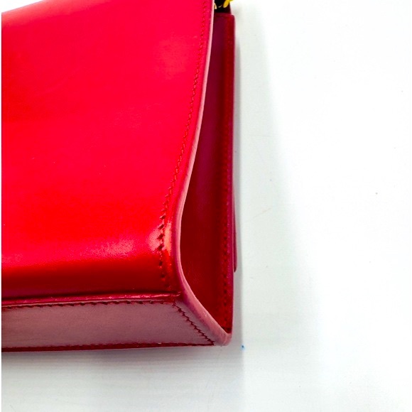 Auth Saint Laurent Red Leather Pompom Kate Clutch Pouchette Tassel Preloved Ex++ - Picture 11 of 16